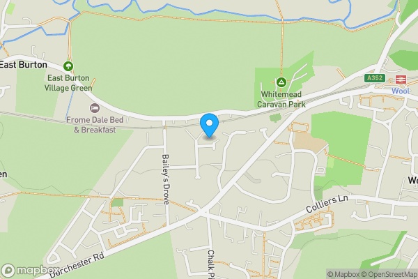 Map location for 1 Burton Close, Wool, Wareham, Dorset, BH20 6ET