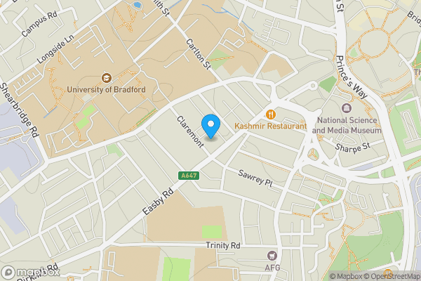 Map location for 19 Claremont, Bradford, BD7 1BG