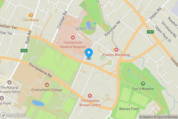 Map location for Flat 12 Regency Gardens, Sandford Road, Cheltenham, Gloucestershire, GL53 7AJ