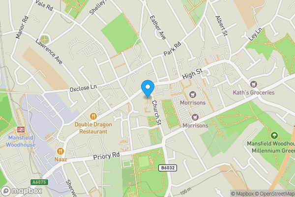 Map location for Former Saville House School, 11 Church Street, Mansfield Woodhouse, Nottinghamshire, NG19 8AH