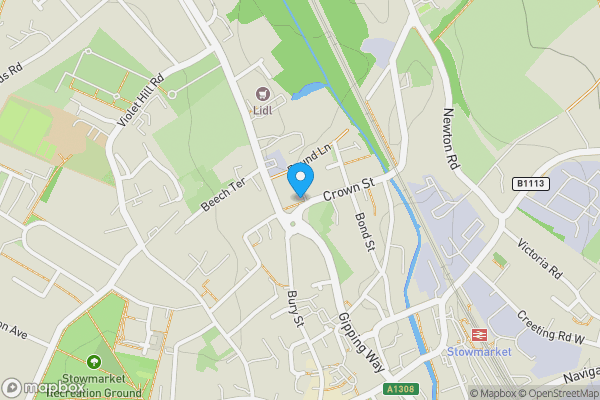 Map location for 58, Crown Street, STOWMARKET, Suffolk, IP14 1HY