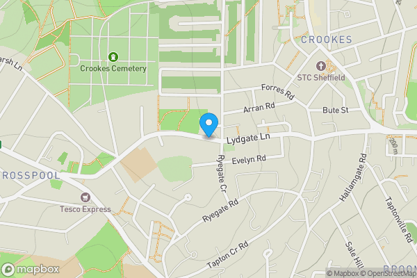 Map location for Freehold Ground Rents At, Lydgate Lane, Duncan Road & Various Others, Sheffield, South Yorkshire, S10 5FH