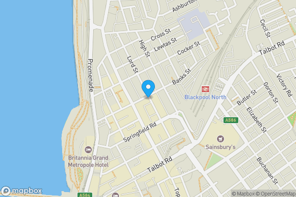 Map location for The Blackpool North Hotel, 41-43, Blackpool, Lancashire, FY1 2AR