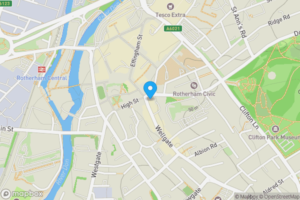 Map location for 1a Wellgate, Rotherham, South Yorkshire S60 2LT