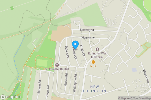Map location for 33 Princes Crescent Edlington, Doncaster, South Yorkshire, DN12 1BA
