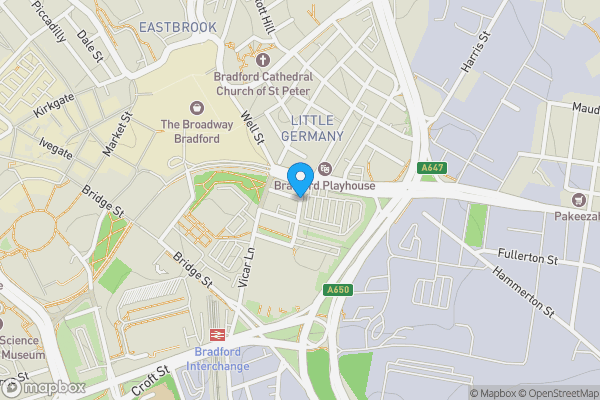 Map location for Apartment 5 L I V, George Street, Bradford, West Yorkshire, BD1 5AA
