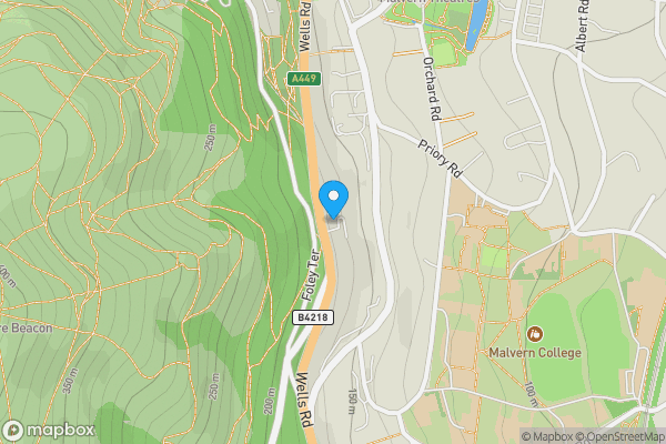 Map location for Development Land on the north side of 37 Wells Road, Malvern, Worcestershire WR14 4RJ
