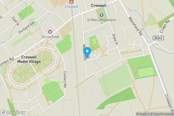 Map location for 73 Welbeck Street, Creswell, Worksop, Nottinghamshire, S80 4AY