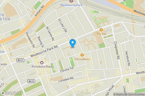 Map location for Flat A, 16 Hedgegate, Powis Terrace, Notting Hill, London, W11 1JD