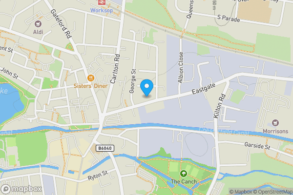 Map location for 59 Eastgate, Worksop, Nottinghamshire, S80 1RE