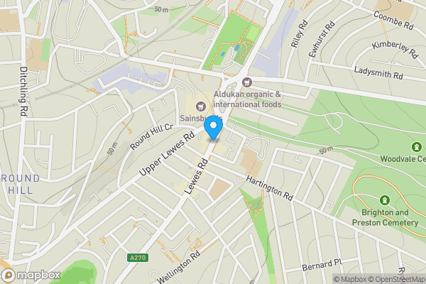 Map location for Lewes Road, Brighton, East Sussex, BN2 3QA