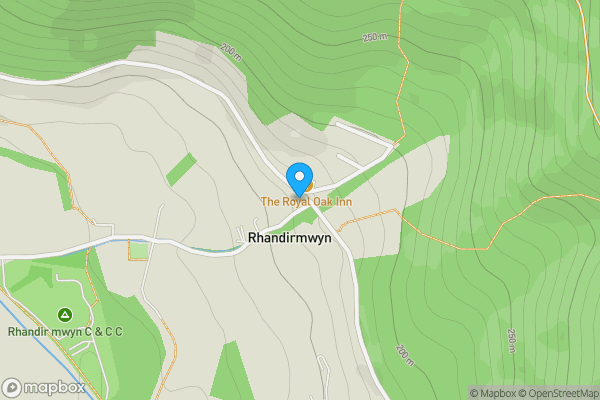 Map location for Rhandirmwyn, Llandovery, Carmarthenshire.