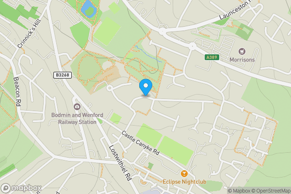 Map location for Athelstan Park, BODMIN, Cornwall, PL31 1DS