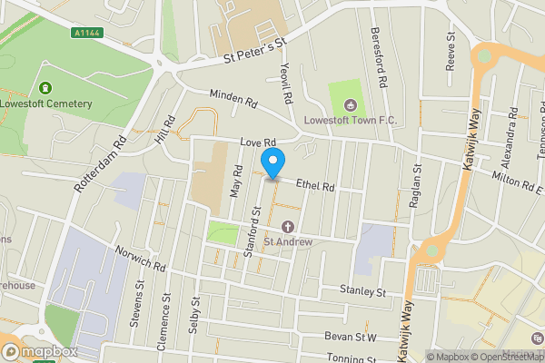 Map location for The Stanford Arms, 94 Stanford Street, Lowestoft, Suffolk NR32 2DD