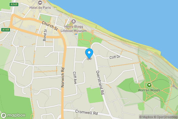 Map location for Ashdown Court, CROMER, Norfolk, NR27 0AE