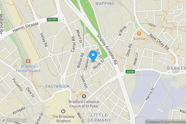 Map location for Car Park South Of Pine Street, Bradford, West Yorkshire, BD1 4EY
