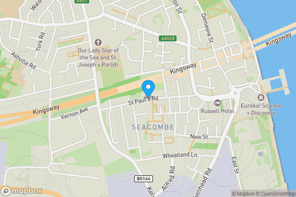 Map location for Land at St. Pauls Road, Seacombe CH44 7AW