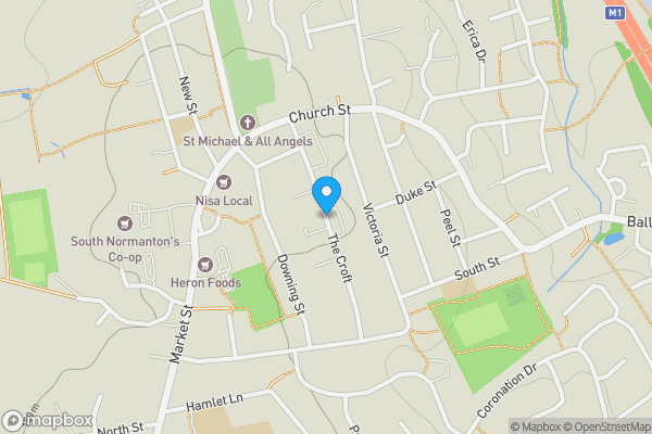 Map location for The Croft, ALFRETON, Derbyshire, DE55 2BW