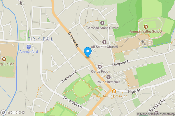 Map location for 9-11 College Street, Ammanford, Carmarthenshire SA18 3AB
