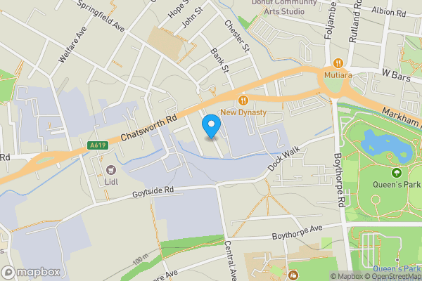Map location for 37 Alma Street West, Chesterfield, Derbyshire S40 2AX