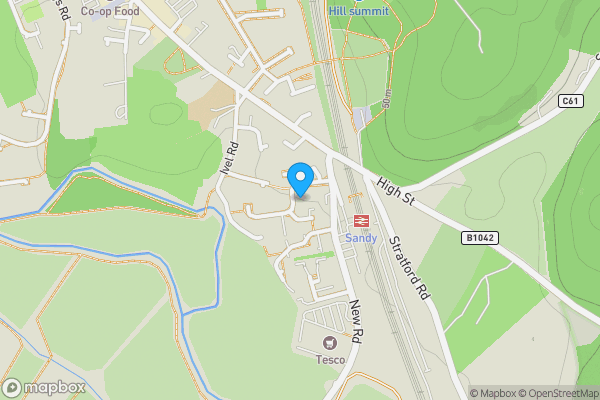 Map location for 36 Woolfield, Sandy, Bedfordshire, SG19 1AR