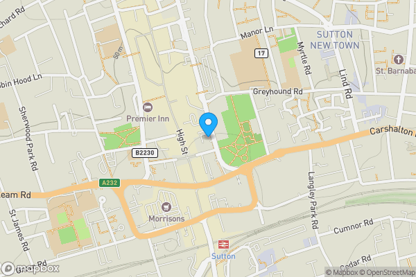 Map location for Flat 164 Aspects, 1 Throwley Way, Sutton, Surrey, SM1 4FE