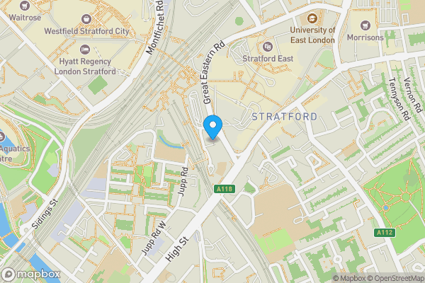 Map location for 92 Unex Tower, 7 Station Street, Stratford, London, E15 1LA