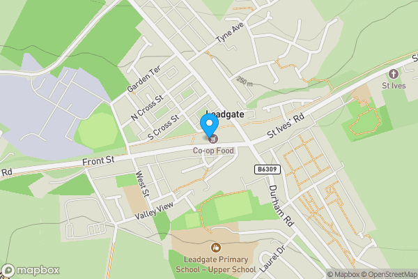 Map location for 33 Front Street, Leadgate, Consett, County Durham, DH8 7SB