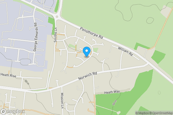 Map location for 44 Gwyn Crescent, Fakenham, Norfolk NR21 8NE