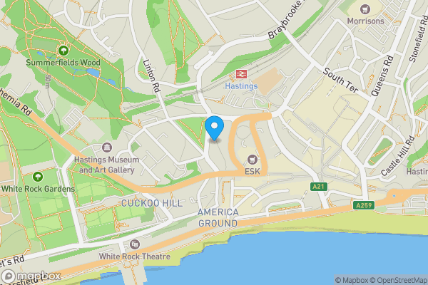 Map location for Flat 5 9 Cornwallis Gardens, Hastings, East Sussex, TN34 1LP