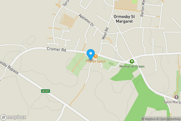 Map location for 12 Filby Lane, Ormesby, Great Yarmouth, Norfolk NR29 3JR