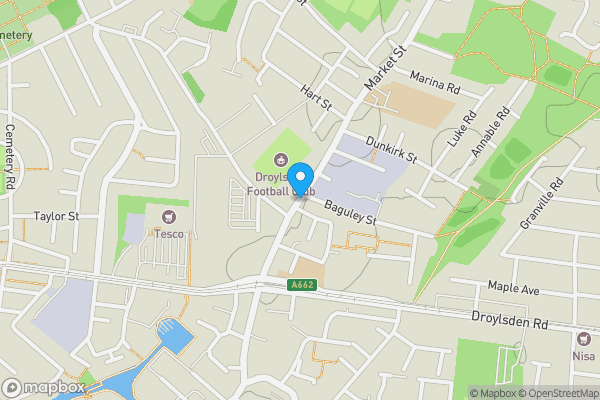 Map location for Market Street, Droylsden, Manchester, M43