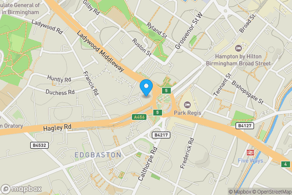 Map location for Hagley Road, Birmingham, West Midlands, B16 8JA