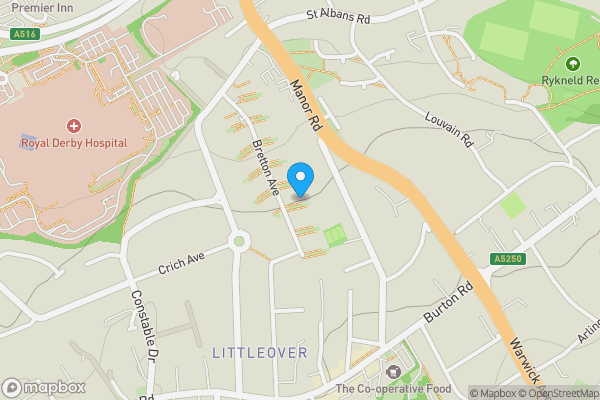 Map location for 73 Bretton Avenue, Littleover, Derby DE23 6EE