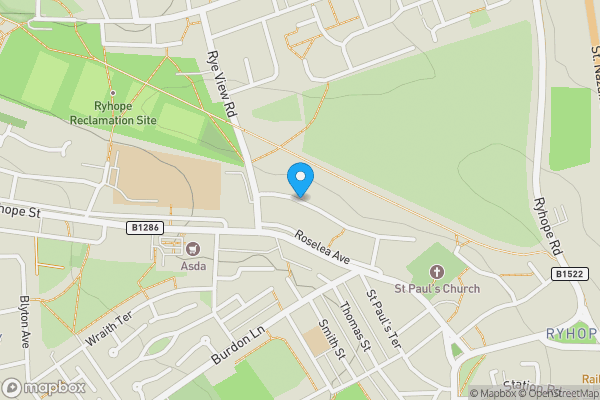 Map location for Rosslyn Avenue, Sunderland , SR2 0SB