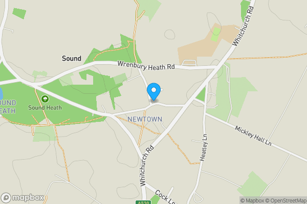 Map location for Land off Wrenbury Heath Road, Newtown, Sound Nantwich, CW5 8BG