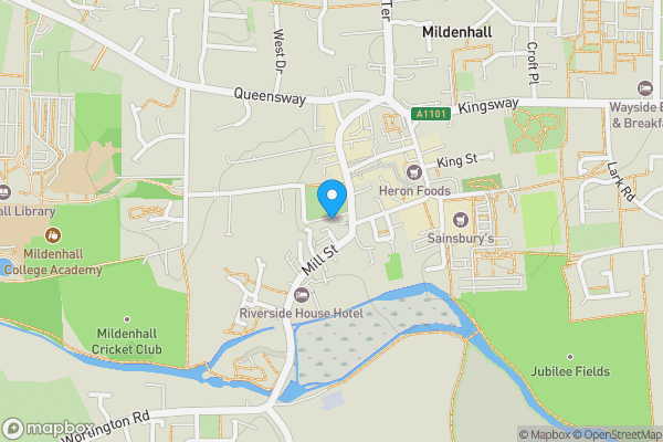 Map location for 5 Churchyard, Mildenhall, Bury St. Edmunds, Suffolk IP28 7EE