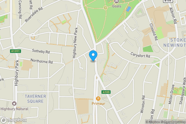 Map location for Flat 6 Bedford Court, Green Lanes, Stoke Newington, London, N16 9DD