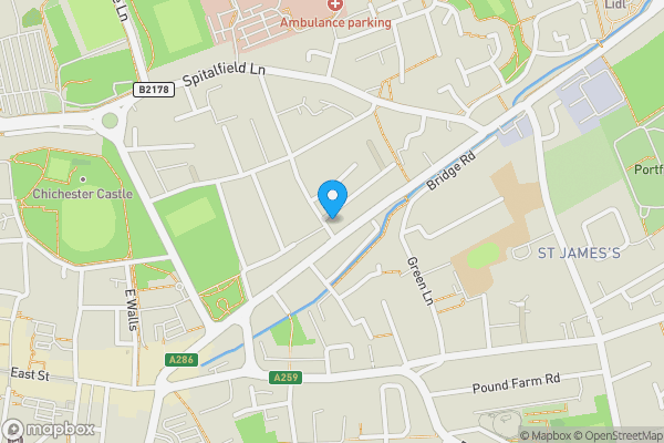 Map location for 1A Adelaide Road, Chichester, West Sussex, PO19 7NG