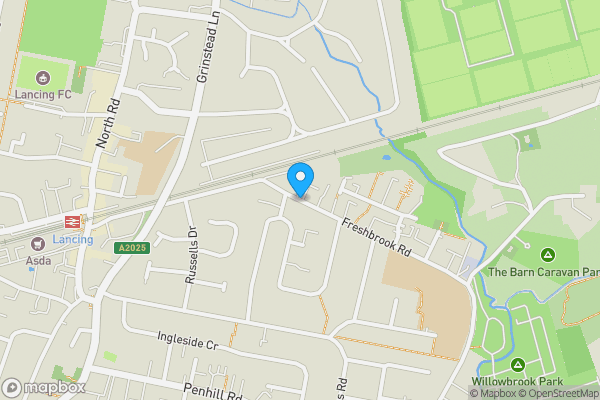 Map location for Freshbrook Road, Lancing, West Sussex, BN15 8DS