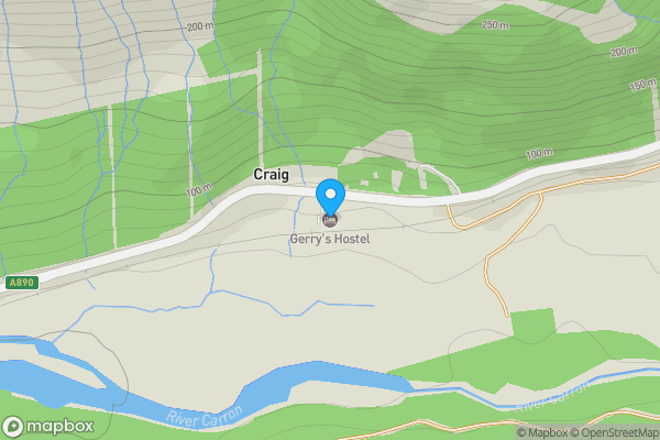 Map location for Achnashellach (Gerry’s) Hostel, Craig, Strathcarron, Ross-Shire IV54 8YU