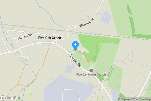 Map location for Land & Garages at Falmouth Place, Five Oak Green, Tonbridge, Kent, TN12 6RD