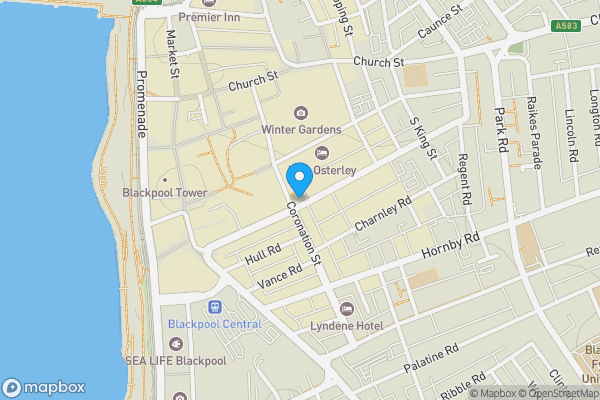 Map location for 58-62 Albert Road, Blackpool, Lancashire FY1 4PR