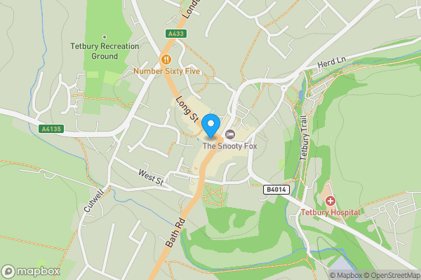 Map location for Flat 2, 4 Long Street, Tetbury, Gloucestershire, GL8 8AQ