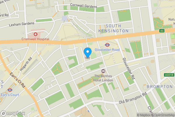 Map location for Flat 1 (Lower Ground), 13 Ashburn Gardens, South Kensington , London, SW7 4DG
