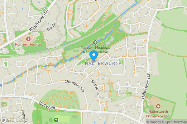 Map location for 16 Mead Close, Romsey, Hampshire, SO51 5QX
