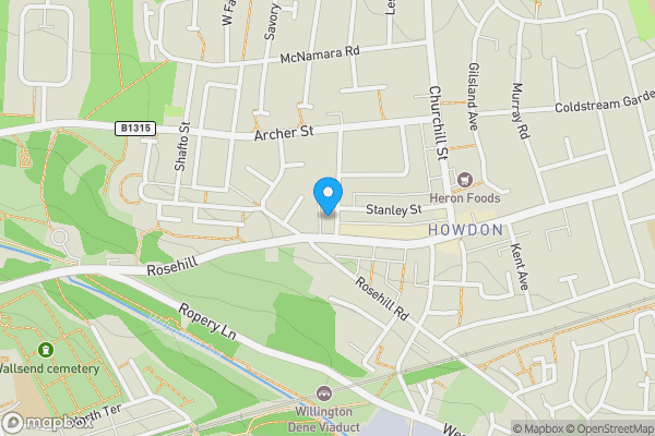 Map location for 4 Shakespeare Street, Wallsend, Tyne And Wear, NE28 7DE