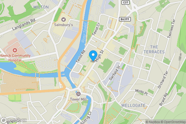 Map location for 45 High Street, Hawick, Scottish Borders, TD9 9BU