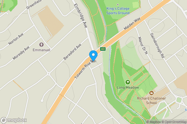 Map location for 244 Tolworth Rise South, Surbiton, Surrey, KT5 9NB