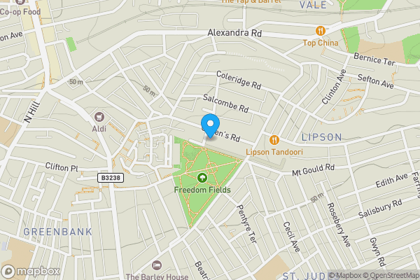 Map location for Flat 2, 10 Queens Gate, Lipson, Plymouth PL4 7PW